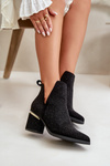 Embellished Women's Ankle Boots With Pointed Toes Black Fararia