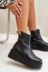 Warm Ankle Boots Women On Wedge And Platform Made Of Eco Suede Black Vinceza 58339