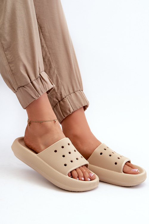 Women's Foam Flip Flops on Thick Sole Beige Beula