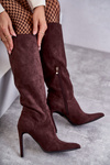 Classic Suede Black Boots On A Brown Ameya