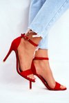 High Heel Suede Sandals Red Liberty