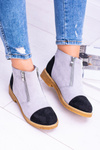 Lu Boo Grey Suede Boots With Zippers Inez