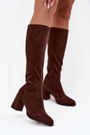 Women's High Heel Boots Made of Eco Suede Chocolate Yelisse