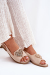 Women's Sandals With Decorative Heart S.Barski KV27-018 Beige