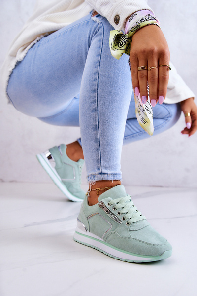 Buty Sportowe Zamszowe Platforma Jasnozielone Riverside