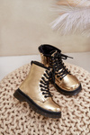 Insulated Girls Patent Boots With Zipper Gold Novita
