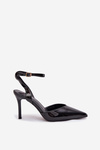 Lacquered High Heels with Open Heel Black Laretta