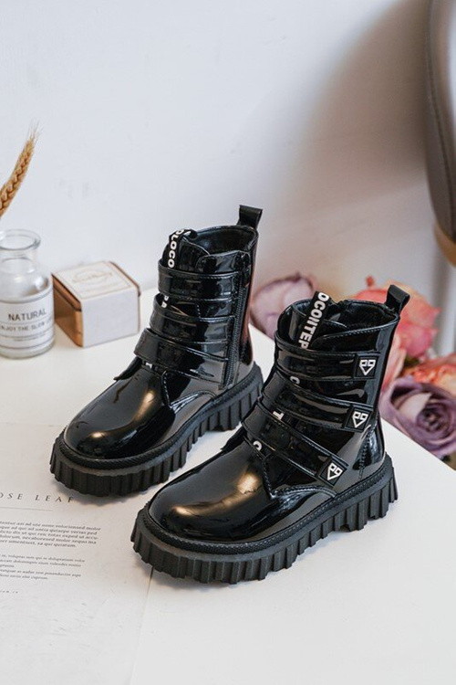 Girls' Lacquered Lined Boots Black Rilina