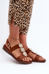Women's Flat Sandals With Embellishments Sergio Leone SK072H Brown