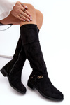 Fur-Lined Suede Ankle Boots with Flat Heel SBarski HY07-31 Black