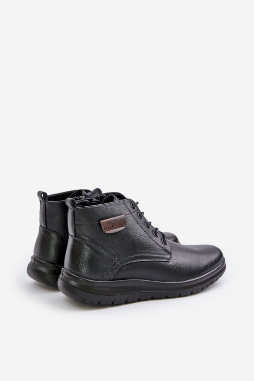 Men's Insulated Zippered Lace-Up Boots Black Hlimena