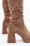 Women's insulated boots with chunky heel beige Layala