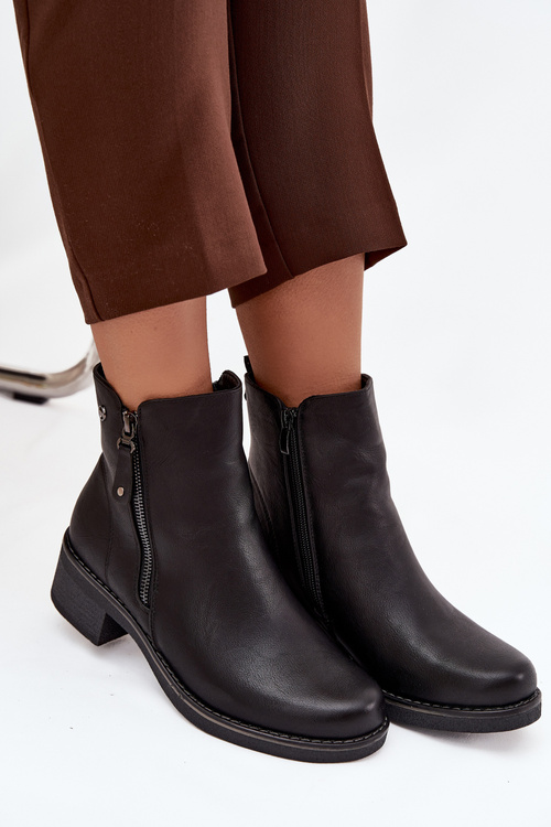 Women's Block Heel Boots with Heating Black Kalivana