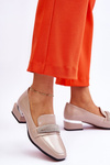 Patent High Heel Loafers With Cubic Zirconia Beige Lavern