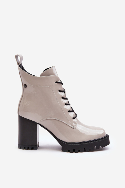 Lacquered Heel Boots with Insulation Light Grey SBarski MR870-54