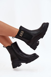 Women's ankle boots with gold detail insulated black Serene
