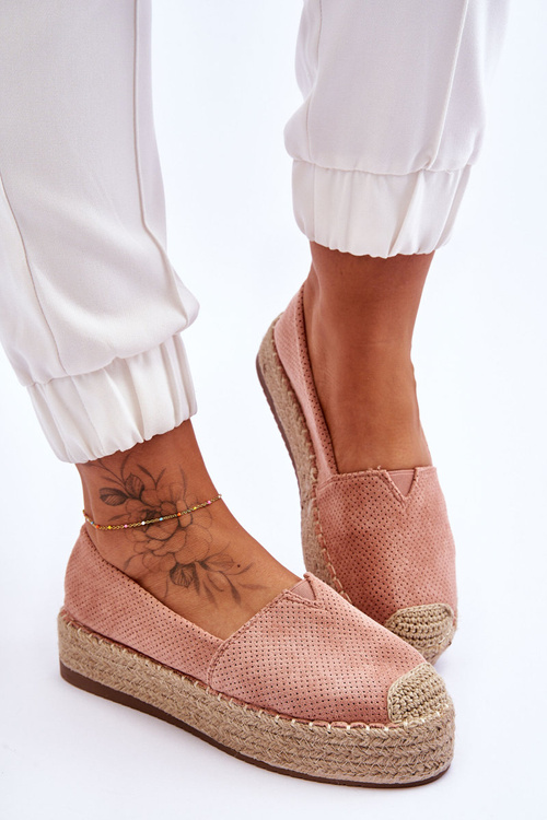 Espadrilles On A Straw Platform Pink Highway