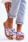 Women's Slippers With A Fabric Bow White Blossom