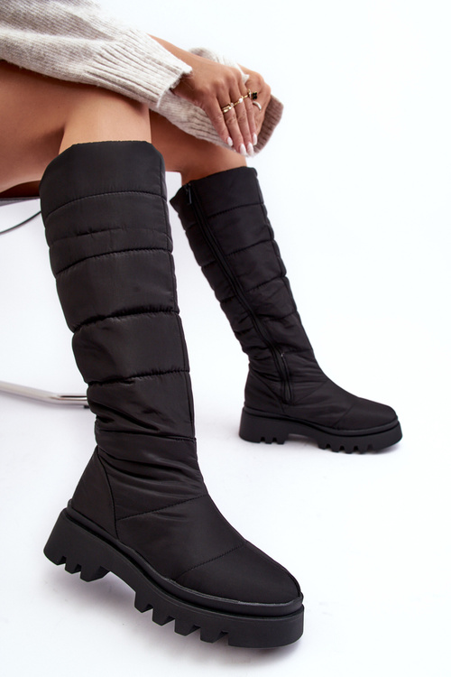 Women's Snow Boots Fur-Lined Ankle Boots Black Big Star MM274332