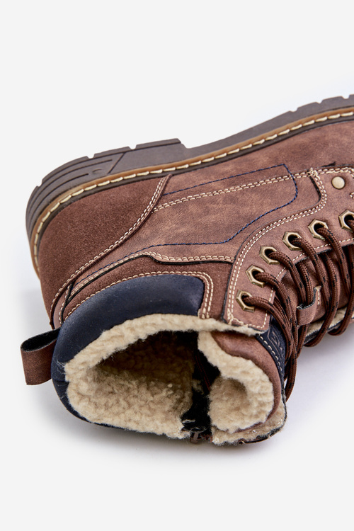 Insulated men's boots made of eco leather brown Venredia