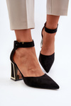 Black Suede Pumps with Block Heel Lodho