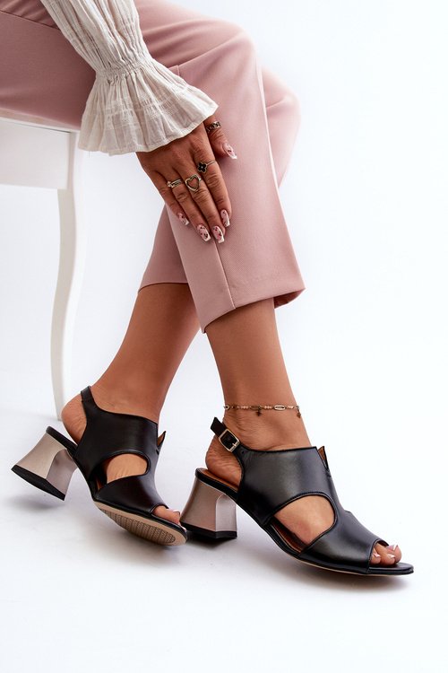 Women's Leather High Heel Sandals by Maciejka 06566-01 Black