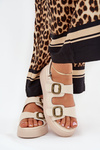 Women's Platform And Wedge Sandals With Buckles Beige Genorre