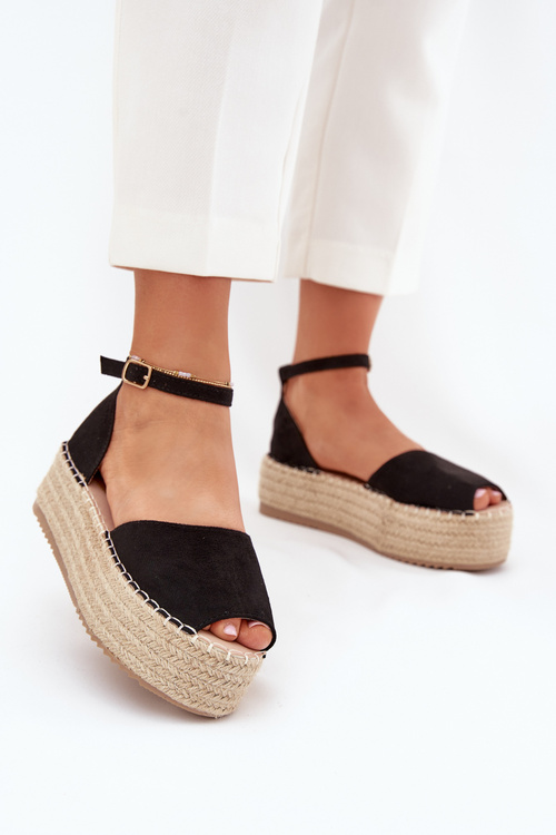 Women's Platform Espadrilles With Braiding Black Selise