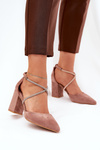 Pumps With Pointed Toes And Decorated Straps On A Heel Dark Beige Verithas
