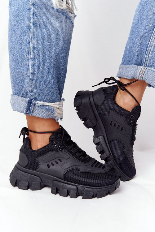 Women's Sneakers On A Chunky Sole Black New York