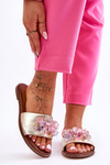 Leather Women's Slippers With Decoration Nicole 2726/064 Golden