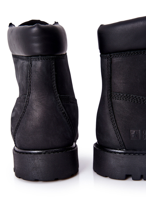 Skórzane Botki Trapery Big Star II174263 Czarne