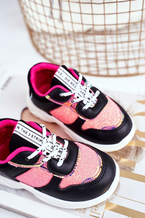 Children's Sport Shoes With Glitter Black-Pink Matylda