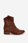 Suede Cowboy Ankle Boots With Low Heel Zazoo 3329 Brown