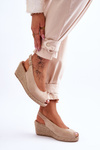 Suede Wedge Sandals Beige Elsie
