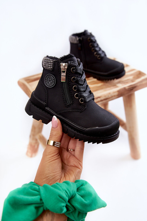 Children's Fur-insulated Boots Trappers Black Hopper