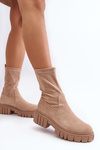 Slip-on ankle boots with flat heel beige Divella