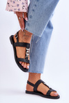 Women's Flat Sandals With A Decorative Belt Black Berry