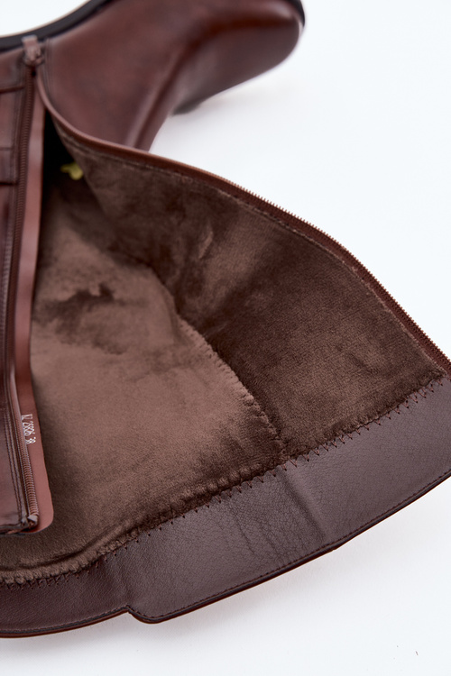 Damskie Kozaki Ocieplane Obcas Klocek Pasek Brązowe Sergio Leone KZ25826