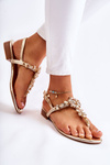 Women's Sandals Flip-flops With Cubic Zirconia Golden Solea
