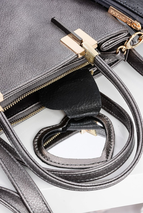 Large Silver Women's Handbag + Sachet + Mirror POLAND