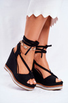 Women's Sandals On Wedge Laced Black Sydney