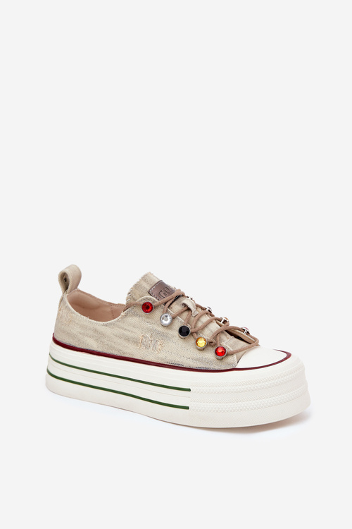 Women's Platform Sneakers Beige GOE RR2N4105