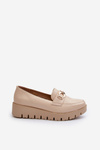 Women's Platform Moccasins with Light Beige Decoration Kaldina