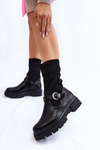 Women's Sock Boots With Belt Black Alaya