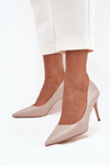 Women's high heels made of eco leather beige Sivana