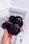 Children's Rubber Flip Flops With Bow Tie Black Senari