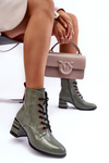 Lacquered Lace-Up Boots on Heel MR870-15 SBarski MR870-15 Light Gray