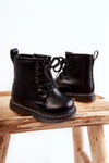 Children's Leather Boots With Zipper Black Omua