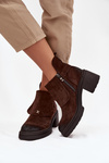 Ankle boots from natural suede lined Zazoo 1156 chocolate